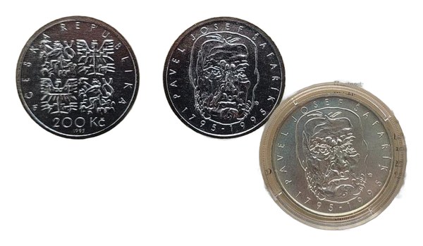 Pamětní 200 Kč 1995 k 200. výročí narození Pavla Josefa Šafaříka z jablonecké České mincovny