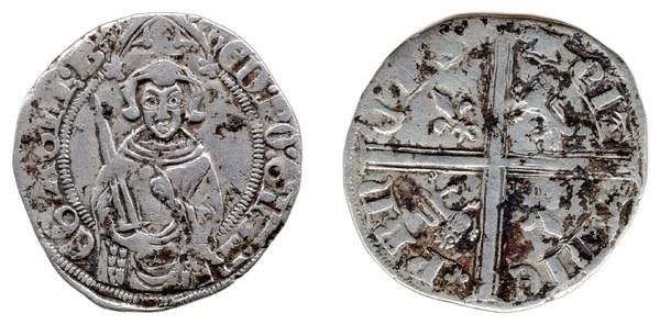 Stříbrný hardi Eduarda z Woodstocku, zvaného Černý princ, jako knížete Akvitánie z let 1362–1372