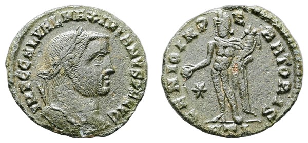 Bronzový follis císaře Galeria s postavou Génia z mincovny Heraclea
