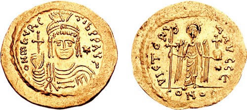 Solidus byzantského císaře Maurikia