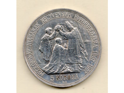 František Josef I. - 5 Koruna 1907 KB - korunovační
